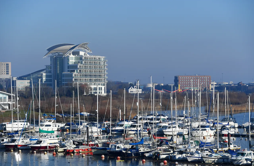 British marina and coastline